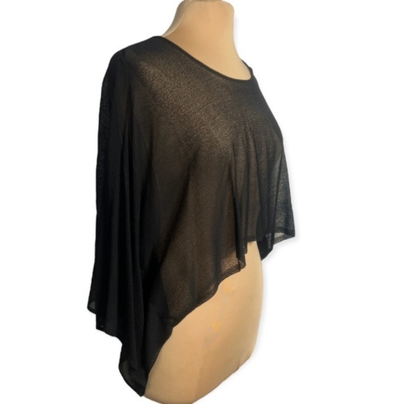 Eileen Fisher size XS black gossamer crepe poncho - Picture 4 of 10